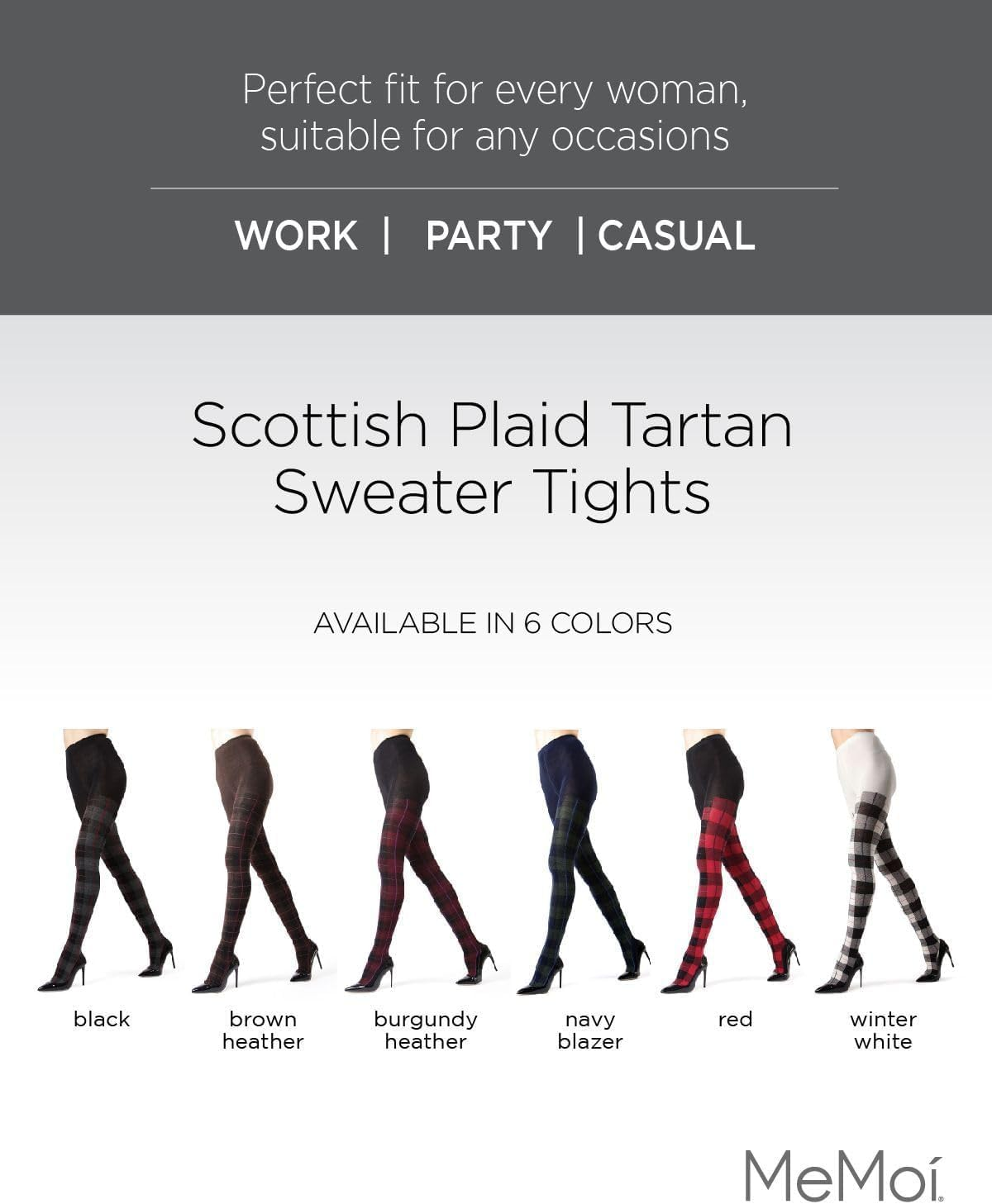 Glasgow Plaid Cotton Tights for Women, Cozy Sweater Tights, Warm and Fashionable Patterned Tights - Sizes Small to 6X