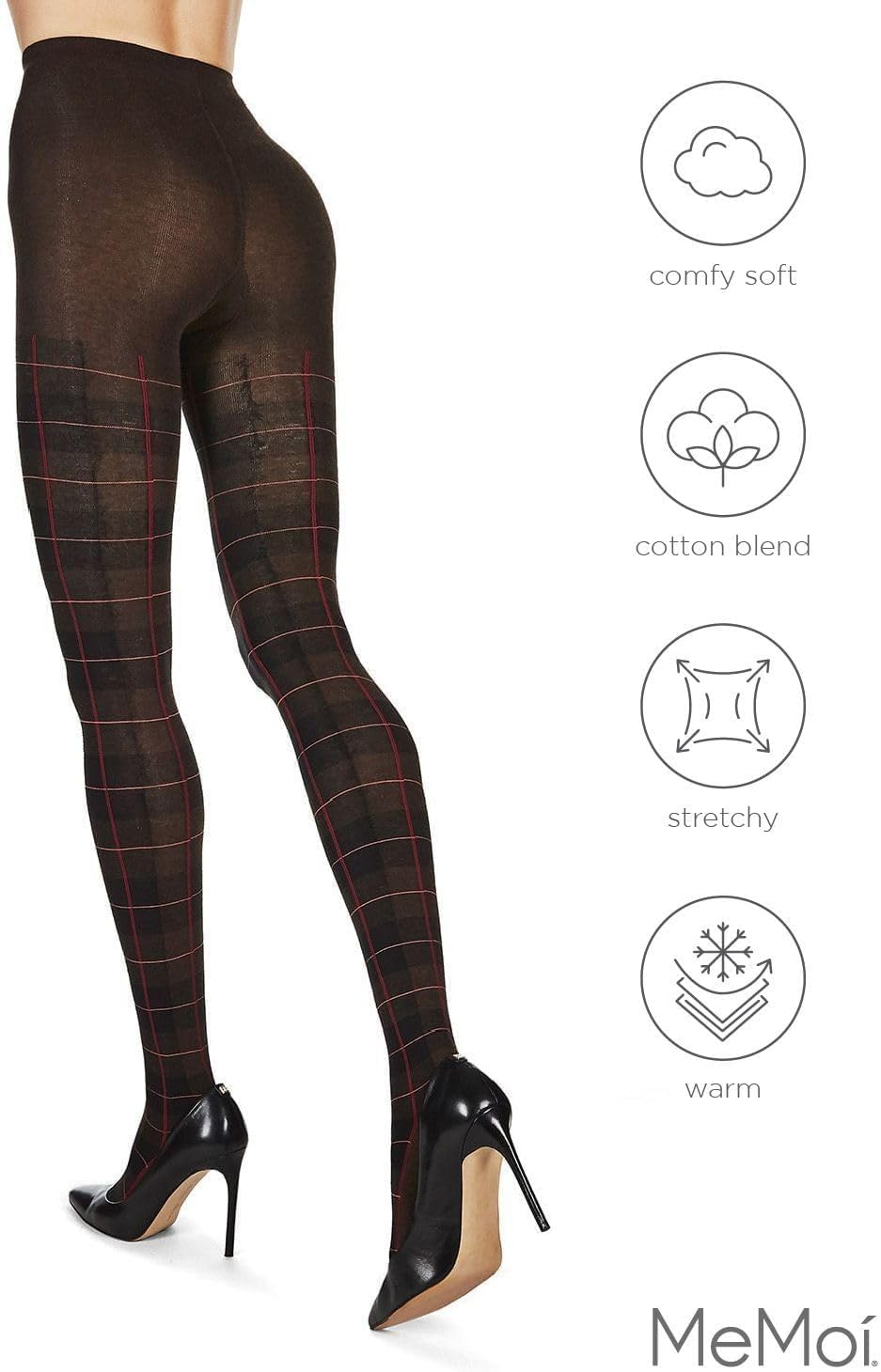 Glasgow Plaid Cotton Tights for Women, Cozy Sweater Tights, Warm and Fashionable Patterned Tights - Sizes Small to 6X