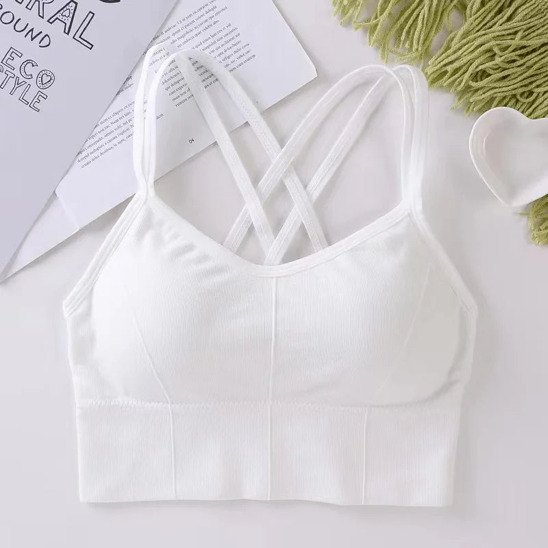Women's Tops Back Cross Strap Tank Top Push up Running Sports Bra Breathable Soft Fitness Beauty Solid Color Yoga Bra