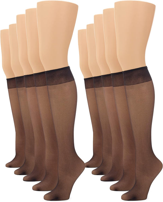 Women's Sheer Knee High Value Pack with Comfort Top