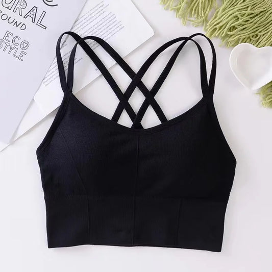 Women's Tops Back Cross Strap Tank Top Push up Running Sports Bra Breathable Soft Fitness Beauty Solid Color Yoga Bra