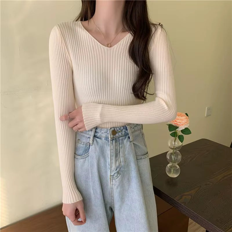 2025 Autumn Winter Women's Sweaters Casual Long Sleeve Knitted Pullover Sweater Femme Basic Solid Jersey Tops Fashion Clothes