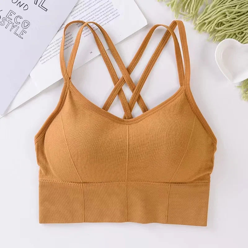 Women's Tops Back Cross Strap Tank Top Push up Running Sports Bra Breathable Soft Fitness Beauty Solid Color Yoga Bra