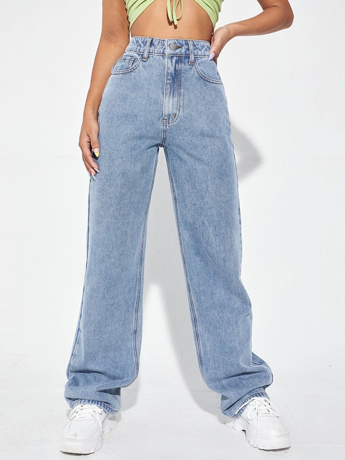 Ezwear High Waist Wide Leg Jeans