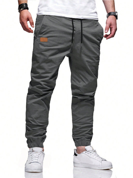 Manfinity Homme Loose-Fit Men'S Carrot Pants with Drawstring Waist