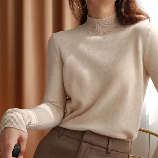 Autumn Winter Chic Bottom Sweaters Women Fashion Turtleneck Pullover Slim Long Sleeve Knitted Jumpers Soft Warm Pull Femme Top