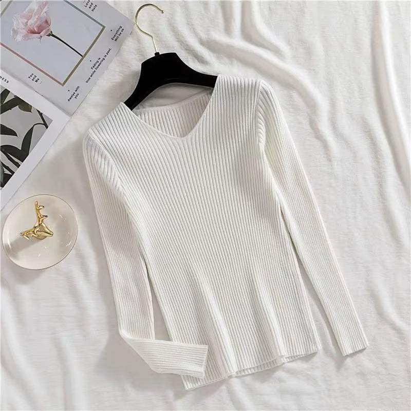 2025 Autumn Winter Women's Sweaters Casual Long Sleeve Knitted Pullover Sweater Femme Basic Solid Jersey Tops Fashion Clothes