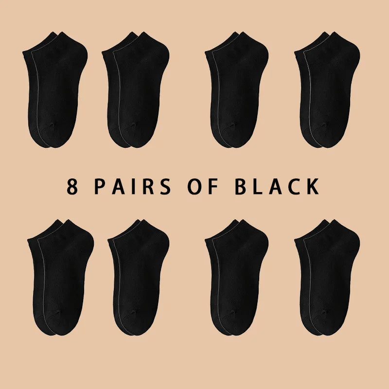 8 Pairs Women's Boat Socks Invisible Low Cut Silicone Non-Slip Summer No-Show Ankle Socks Solid Color Casual Breathable
