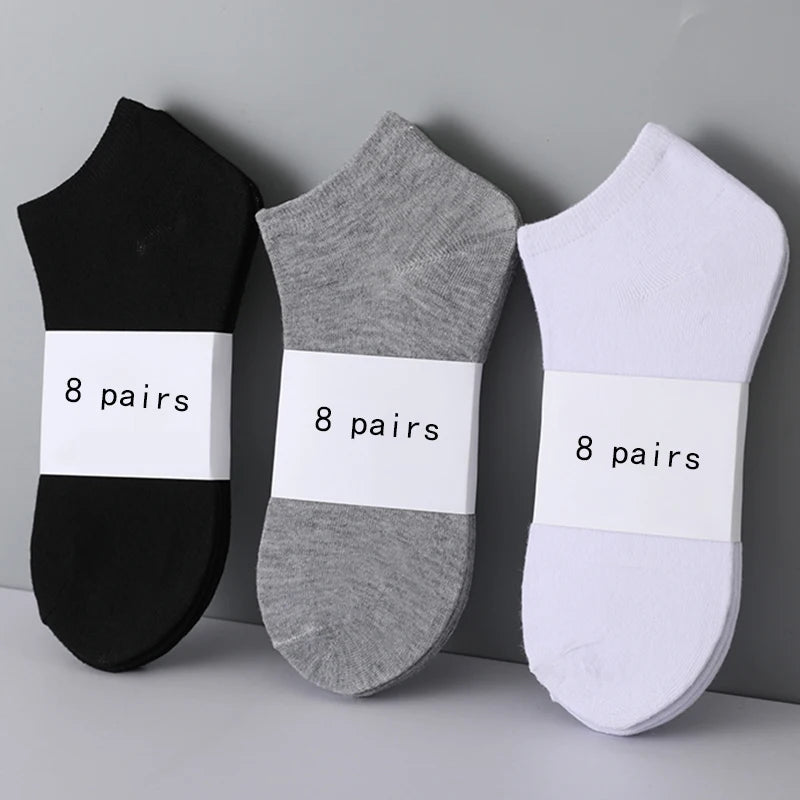 8 Pairs Women's Boat Socks Invisible Low Cut Silicone Non-Slip Summer No-Show Ankle Socks Solid Color Casual Breathable