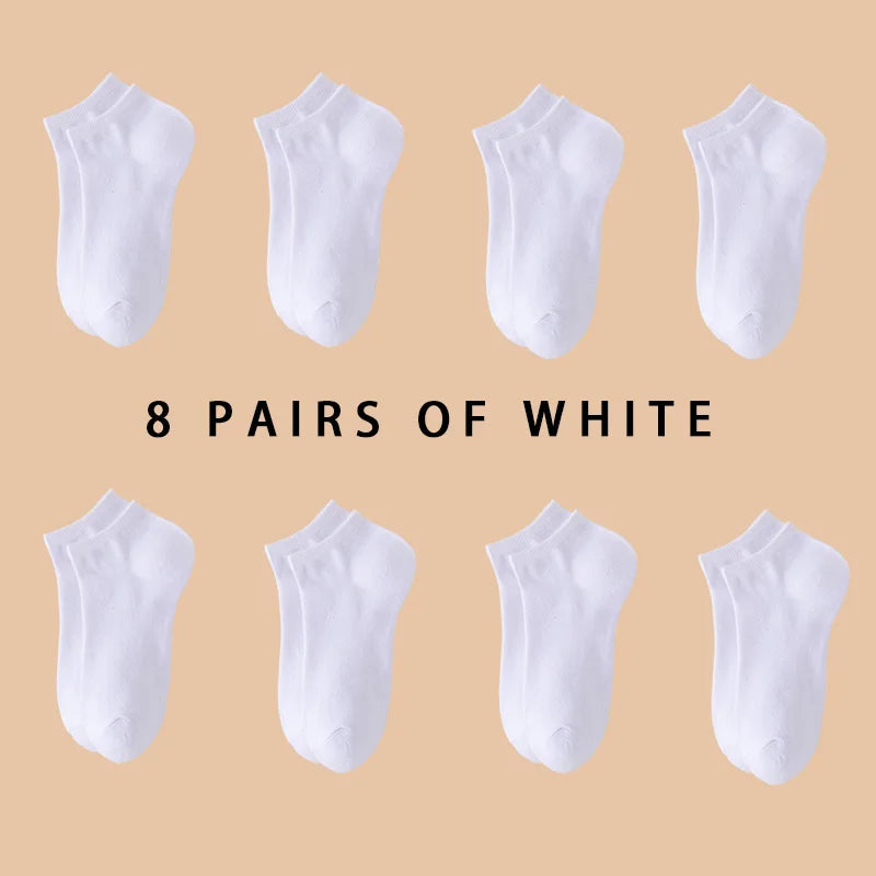8 Pairs Women's Boat Socks Invisible Low Cut Silicone Non-Slip Summer No-Show Ankle Socks Solid Color Casual Breathable