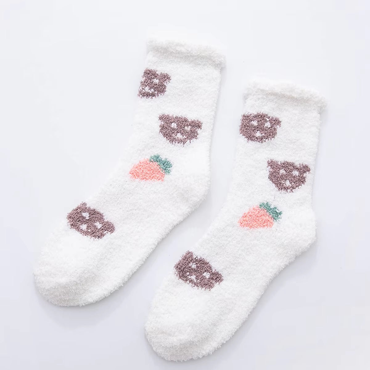 2 Pairs Cute Cow Spots Print Socks, Thickened & Warm Coral Fleece Socks, Women's Stockings & Hosiery